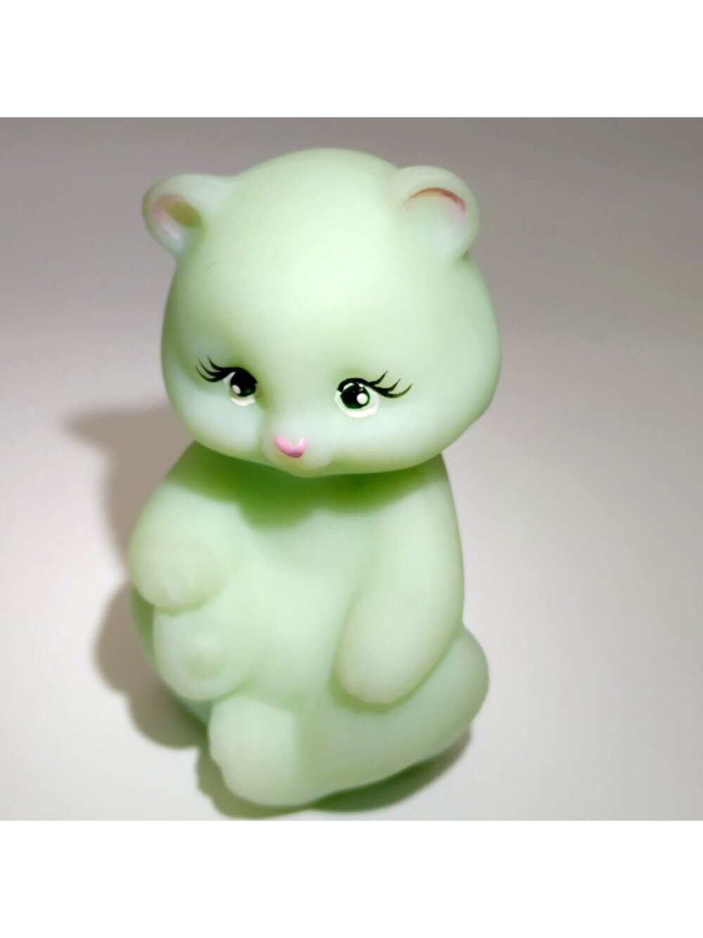 Fenton Mini Glass Bear 5251 HPA Lotus Mist Burmese Green 2009 Christine Hall GSE